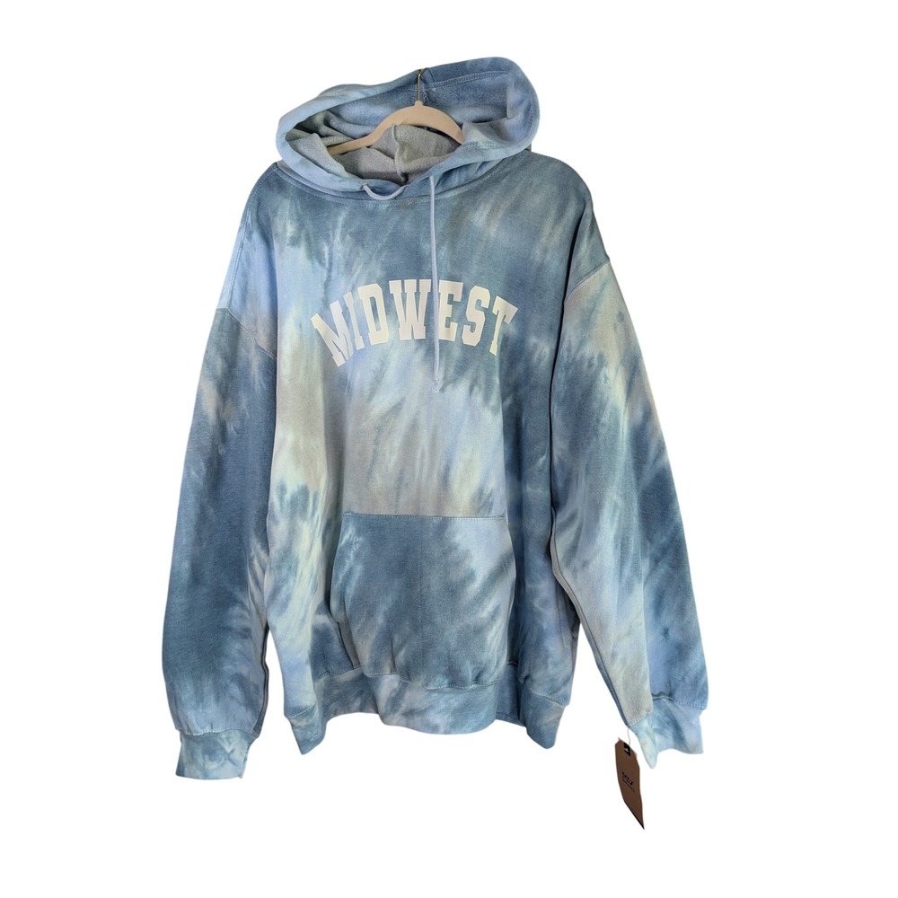 MV Sport Midwest Tie Dye Hoodie Arctic Sky Blue New